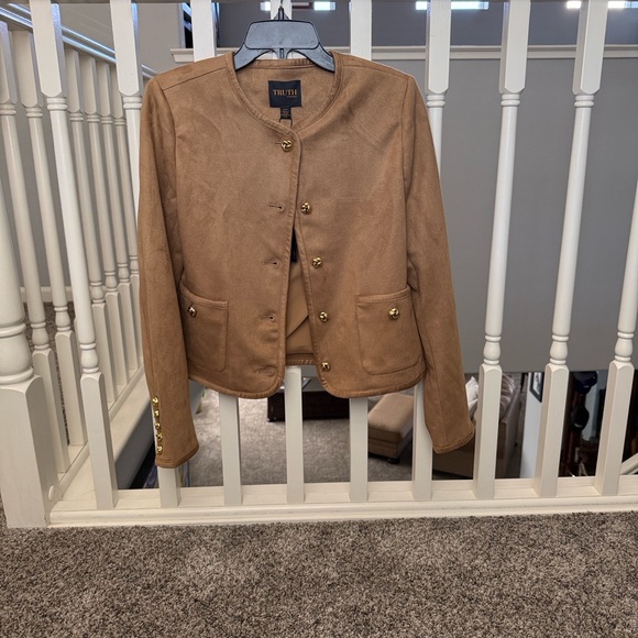 Truth By Republic Jackets & Blazers - TRUTH Camel Collarless Button Front Jacket